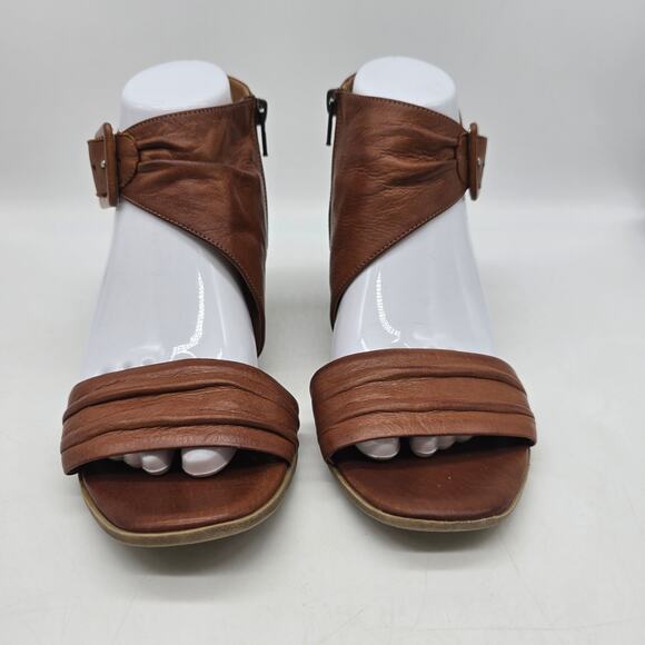 Miz Mooz Scoot Brandy Leather Heeled Sandals Brown Size 39 US 8.5-9 Excellent - Picture 3 of 11